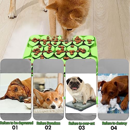 Small Silicone Snuffle Mat for Small Dog Puppy Cat Slow Down Eating,Slow Feeder Lick Mat for Dry Wet Food for Pet Training Smell,Encourages Natural Foraging Skill,Relieving Stress (Green)
