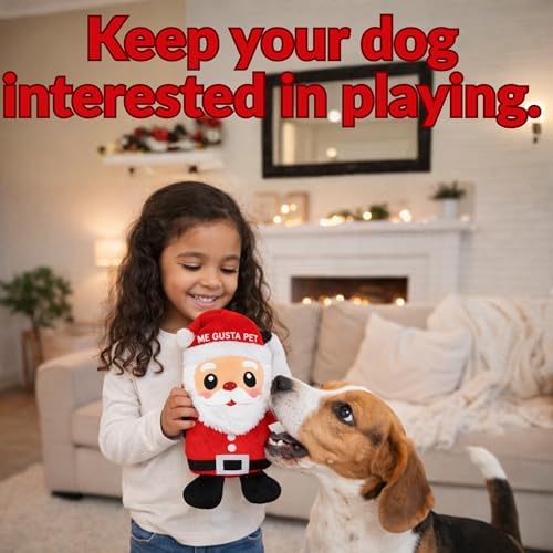 Dog Toys, Dog Xmas Christmas Santa Claus Squeaky Plush Chew Fetch Brain Stimulating Toy Presents for Small Medium Dogs (Medium, Christmas)