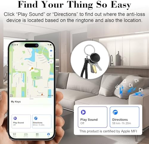 Air Tracker Tag, Smart Tag Bluetooth Tracker Works with Apple Find My (iOS Only), IP68 Waterproof, Replaceable Battery, Key Finder and Item Locator for Keys, Bags, Luggage, Wallet, etc