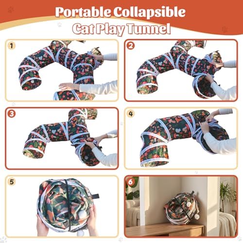 Cat Tunnel for Indoor Entertainment, Tear-Resistant Cat Play Tube with Play Ball, Collapsible Pet Tube with Interactive Peephole, Ideal for Outdoor Exercise for Kittens Puppies Rabbits (8-Shaped)