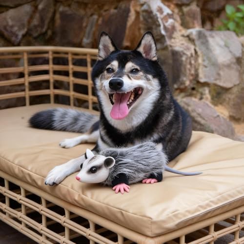 Gemscream Opossum Dog Toy Plush Squeaky Stuffed Animal for Dogs