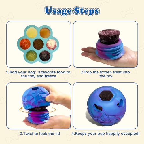 Small Frozen Treat Puzzle Ball, Interactive Fillable Rubber Dog Chew Toy