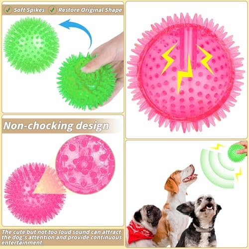 12 Pcs 4.5 in Squeaky Dog Toy Balls Spiky Dog Balls Chew for Teething Durable High Bounce TPR Fetch Toy 9 Colors Water Toy for Large Medium Dogs Aggressive Chewers Clean Teeth and Training
