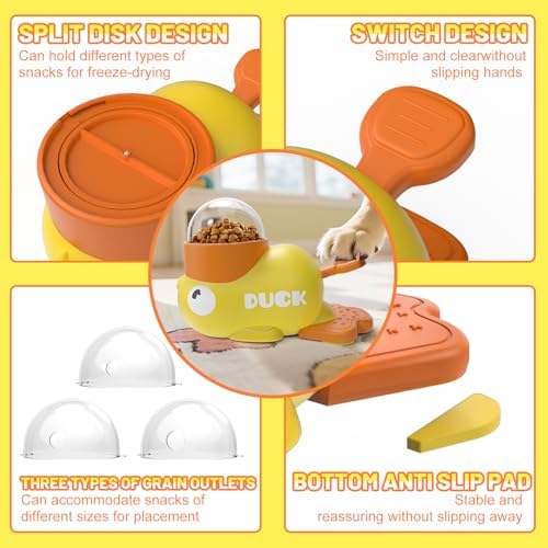 Dog Interactive Treat Dispenser Toy Food Puzzle Slow Feeder Duck-Shaped Dog Puzzle Feeders for Small Medium Dogs Cats IQ Training Reduces Bloating for Healthy Eating (Yellow)