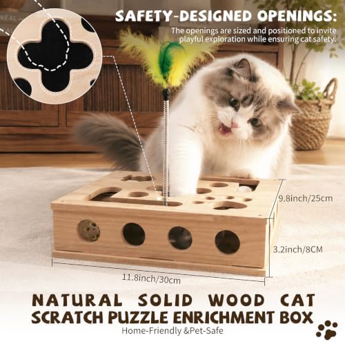 Cat Nail File Enrichment Box Scratch Puzzle Toy with Slot Lock Screws