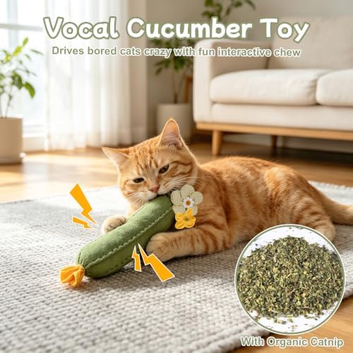 3PCS Cucumber Catnip Toy Cat Kicker Toys for Indoor Cats Kitten