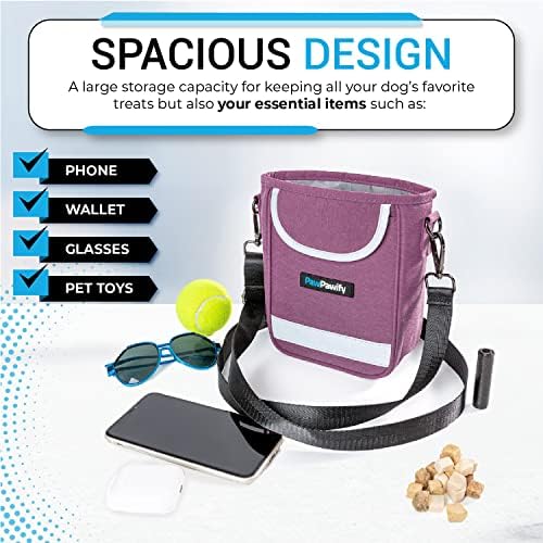 Dog Training Treat Pouch – Treat Bag for Dog Training with Built-in Poop Bag Holder – Waist Dog Training Pouch with Reflective Strips – Waterproof Fanny Pack for Dog Training
