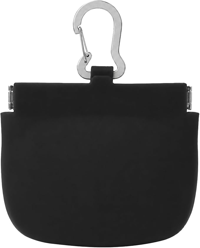 Silicone Dog Treat Pouch for Pet Training One-Hand Access One Cup Silicone Treat Bag with Pull Tab and Auto Closing Lid Treat Pouches for Leash(Color: Black)
