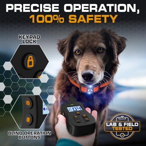 INVIROX Ultra K9 Shock Collar for Large Dogs with 124 Training Levels | Veteran-designed, for Reactive Stubborn or Hard-to-Train Dogs, ¾ Mile Range, Night-Light Mode, Safe Communication