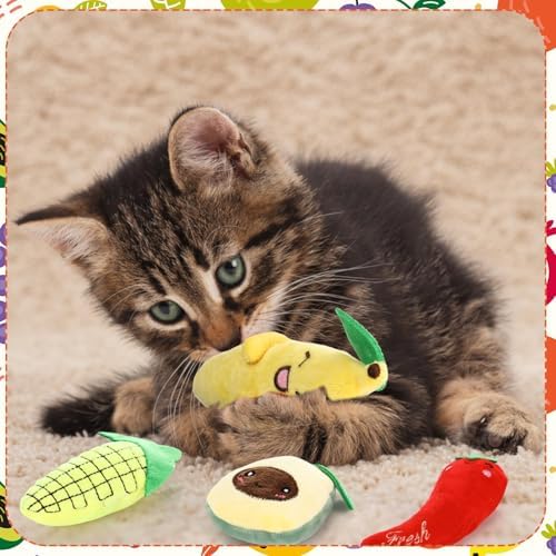 14 Pack Christmas Catnip Cat Toys, Fruit and Vegetable Shape