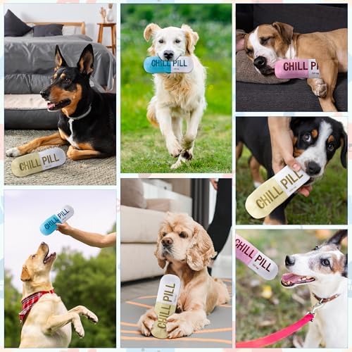 CUweipeng Funny Chill Pill Dog Plush Toy Cat Interactive Squeaky Pet Toy
