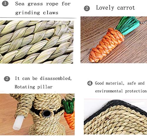Hamiledyi Pet Bunny Fun Tree Rabbit Chew Toy Rattan Grass Scratcher Tower
