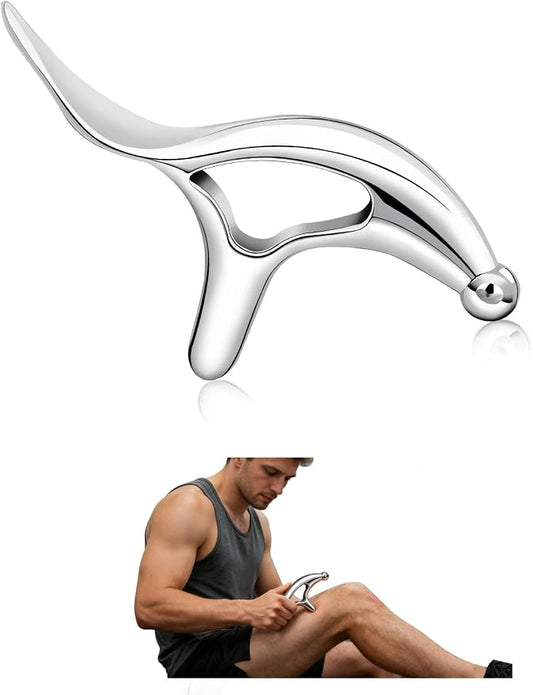 ideayard Stainless Steel Massage Tool for Trigger Point & Deep Tissue, Professional Gua Sha Scraper, Muscle Scraper for Neck, Back, Full Body Pain Relief, Thumb Saver Acupressure Tool