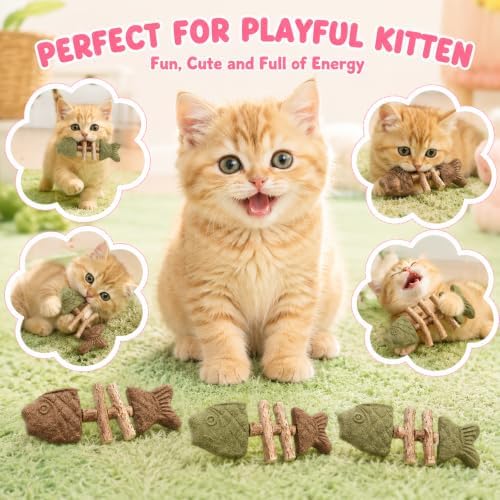 Silvervine Cat Toy Catnip Chew Stick for Indoor Kitten Teething Cleaning Dental Care Natural Comfort Adult Gatos Set to Play Alone Blend Fishing Aesthetic Fish Bone Shape