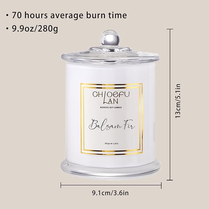 Balsam Fir Scented Candle, Holiday Candles for Home Scented with Notes of Cedarwood, Oak, Moss & Fir, Christmas Decor, Christmas Gifts for Women & Men, Winter Candles, 70 Hours 10 oz