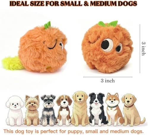 Squeaky Plush Ball Dog Toys for Small Medium Dogs, 3'' Soft Fuzz Ball
