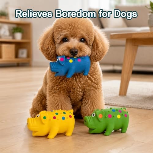 3Pcs Squeaky Pig, Squeaky Pig Dog Toy, Interactive Latex Puppy Chew Toys for Anxiety Relief and Brain Stimulation