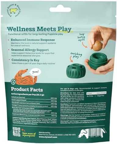 WOOF Pupsicle Refill Pops for Allergy Support for Dogs - Allergy Dog Treats for the Pupsicle Toy to Support Your Dog’s Natural Immune Defenses - Large Pops - 7 Count - 2 Pack