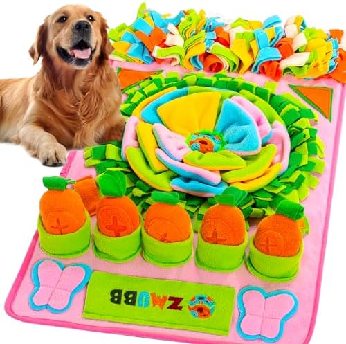 Pet Snuffle Mat for Dogs Sniff Mat Nosework Feeding Mat Slow Feeder Interactive Dog Puzzle Toys for Training and Stress Relief Encourages Natural Foraging Skills (31''x19''（Pink）)
