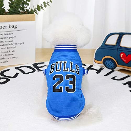 Dog Clothes Basketball Mesh Breathable T-Shirt,Pet Clothes Puppy Sportswear Spring/Summer Fashion Dog Shirt. (Blue, Large)