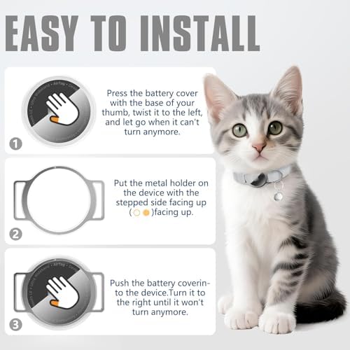 AirTag Cat Collar, Elastic Tracker Collar with Airtag Holder and Bell | Compatible with Apple Air Tag, Lightweight & Scratch Resistant, Adjustable Stepless GPS Pet Collar for Cats Kittens, Grey