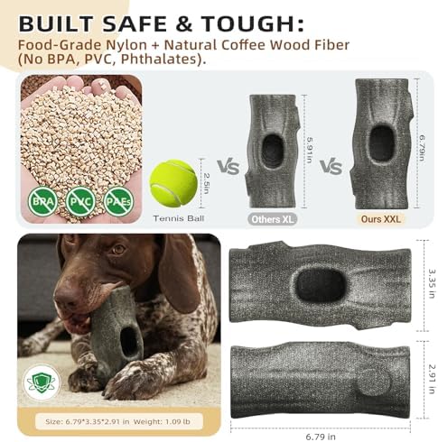 All-in-One Frozen Dog Toy with Removable Mold, Enrichment Chew & Lick Toy for Mental Stimulation, Indestructible for Aggressive Chewers, Coffee Wood Fiber, for Puppy Large Medium Small Dogs