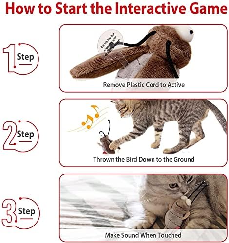 Gigwi Interactive Cricket Cat Toy, Automatic Cricket Squeaky Cat Toys, Play and Squeak Electronic Cricket Toy for Cats Kitten Indoor