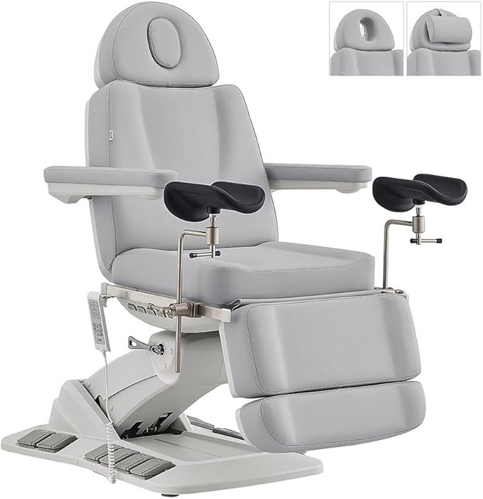 Dir Medical Spa Chair 4-Motor Electric Medical Examination Room Table with Stirrups Spa Beauty Bed Esthetician Chair Facial Bed with Position Memory Function Geneva