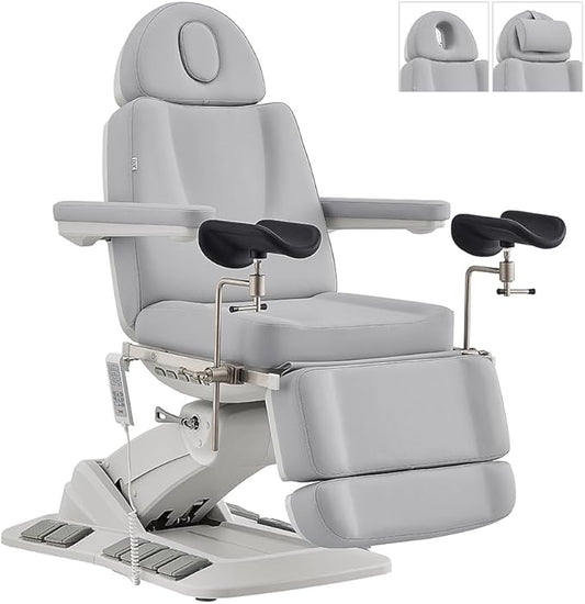 Dir Medical Spa Chair 4-Motor Electric Medical Examination Room Table with Stirrups Spa Beauty Bed Esthetician Chair Facial Bed with Position Memory Function Geneva