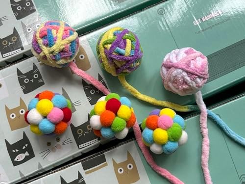 Cat Ball Toy Squeaky Cat Chase Pom Pom Cat Toys Bell Inside Self Play 6Pcs