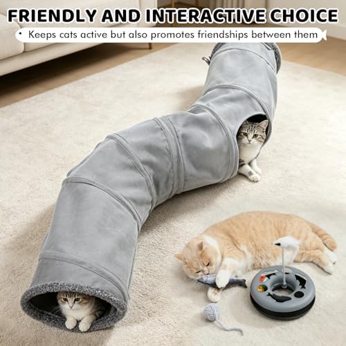 XIAPIA Cat Tunnels for Indoor Cats, 6-in-1 Collapsible Crinkle Play Tunnel
