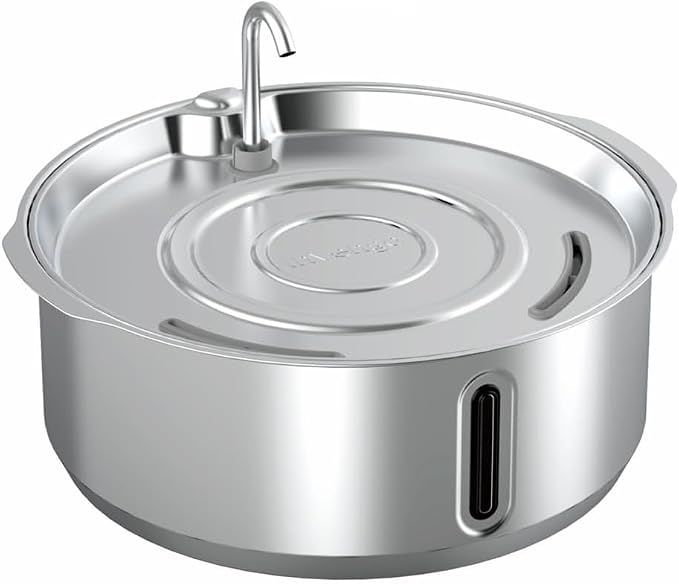 Invengo 8L/270oz Quiet Stainless Steel Dog Water Fountain, 16 Filters | 50% Thicker 6mm Steel, Dual Filters, 6-Layer Deep Purification, Under 25dB Whisper-Quiet Operation, 2 Flow Modes
