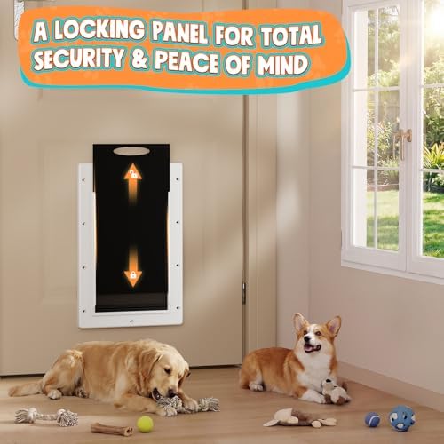 Plastic Dog Door for Door, Medium Doggy Door for Pets Up to 45 LB