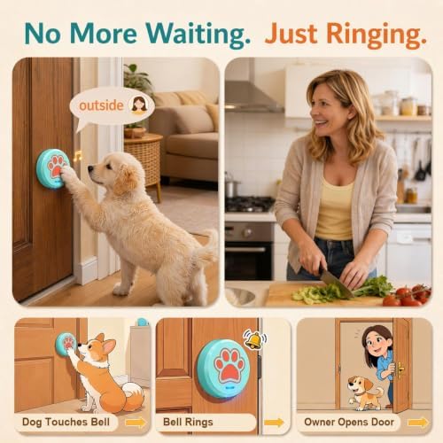 ChunHee Bells for Dog Training to Go Outside - Dog Door Bell with 36 Custom Sounds | Bell for Dogs to Ring to Go Potty | 5 Adjustable Volume(0-115dB) | Teach Puppies to Signal to Go Outside
