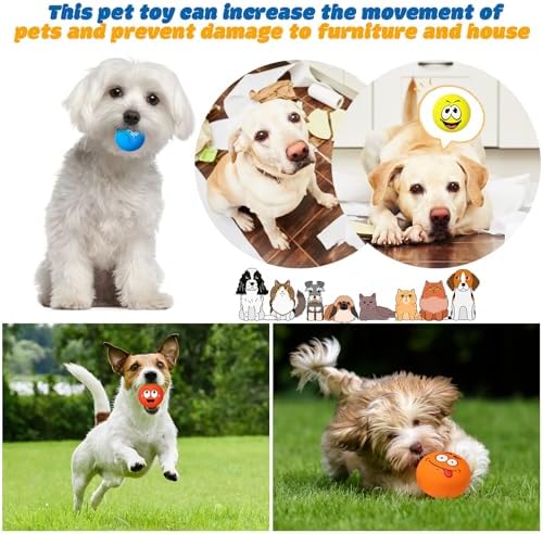 Hungdao 12 Pcs 2.25'' Squeaky Dog Balls, Rubber Latex Toys, Cute Style