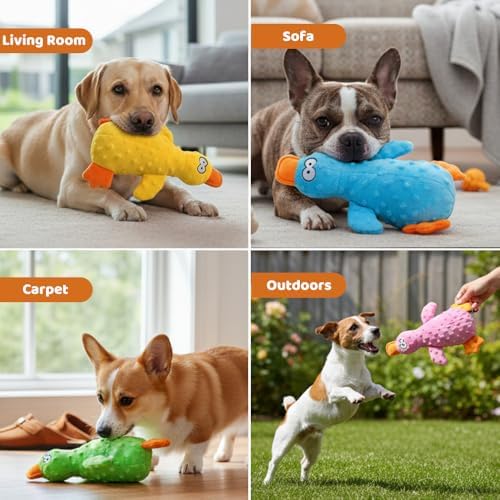 Cecurpo Interactive Squeaky Duck Dog Toy with Built-in Sound for Aggressive Chewer (Light Green)