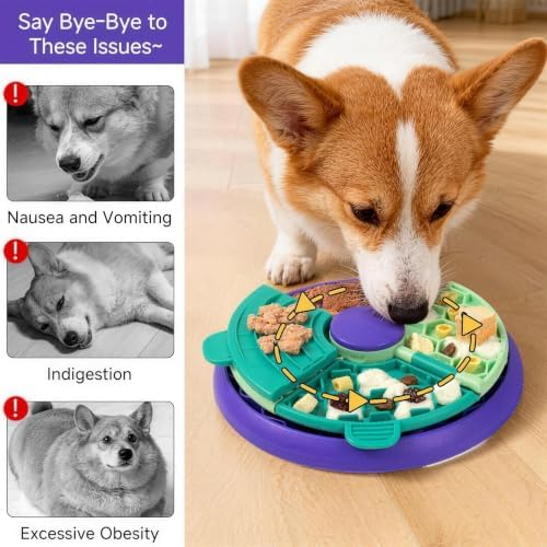 3-in-1 Slow Feeder Dog Bowl, Interactive Puzzle Feeder & Lick Mat