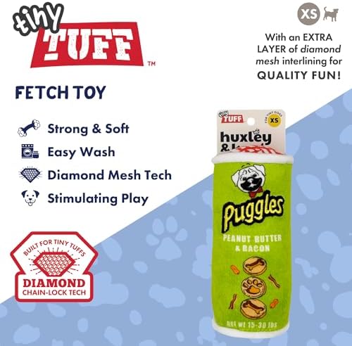 Huxley & Kent Tiny Tuff Plush Dog Toy, Puggles Can