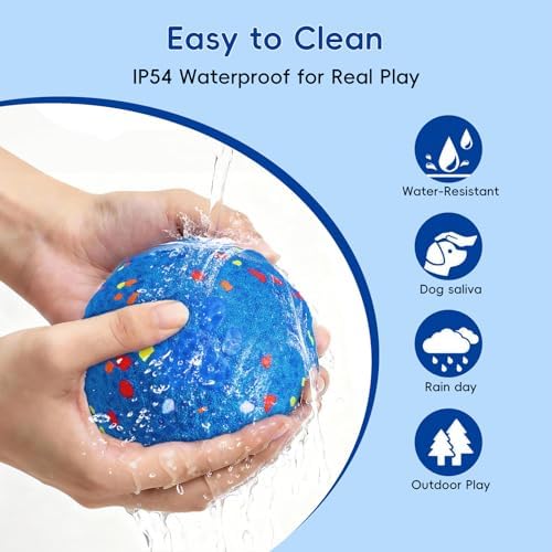 Angelle Auto-Rolling Dog Ball: Interactive Smart Toy for Boredom Relief, Chew-Proof & IP54 Waterproof, Active Moving/Rotating Ball for All Dogs, USB Rechargeable (Great for Indoor/Outdoor Play),Blue