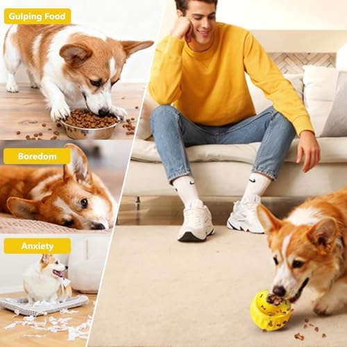 Frozen Treat Dispensing Dog Toy to Keep Them Busy, Interactive Indestructible Dog Puzzle Toy for Small Medium Breeds, Cognitive Dog Enrichment Toys Freezable - Yellow
