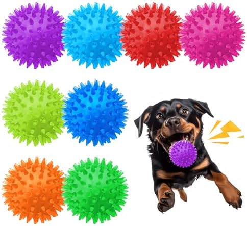 8 Pack 2.5” Squeaky Dog Balls for Small and Medium Dogs, Spiky Balls for Teething Puppies
