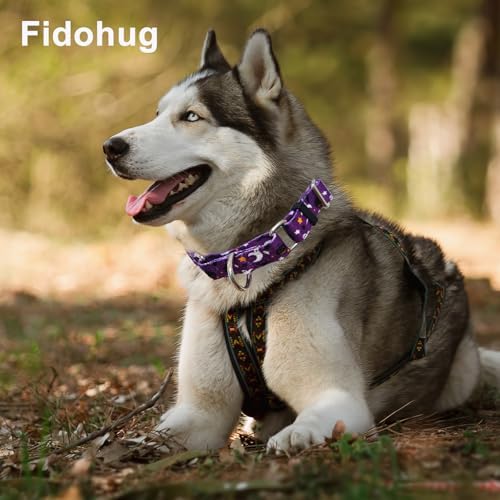 Halloween Martingale Collar for Dogs with Buckle Adjustable Holiday Dog Collars (Purple Ghost, Small)