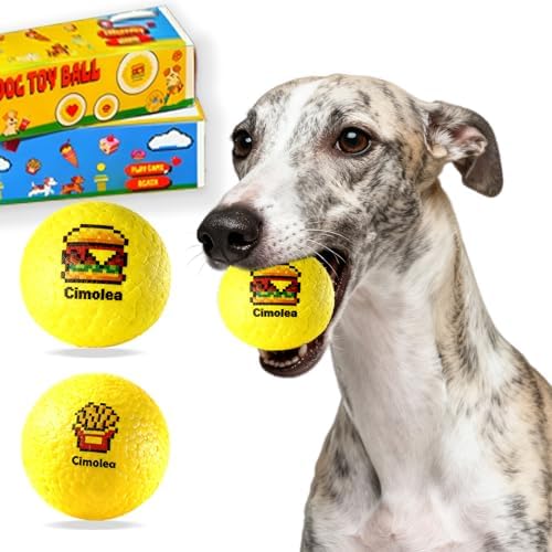 Dog Balls Tennis Balls for Dogs, Interactive Dog Toys for Aggressive Chewers, Dog Toy to Keep Them Busy, Puppy Chew Toys for Teething, Durable Dog Ball for Medium Small (Fast Food-3.0")