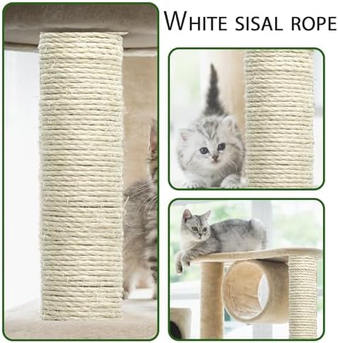 Cat Sisal Rope 164-Feet 4mm for Scratcher Repair and Replace Scratching Post, DIY Hemp Twine Rope for Cat Tree Tower Carpet Mat Kicker House, Pet Toy, and Crafts Gardening Home Decorating