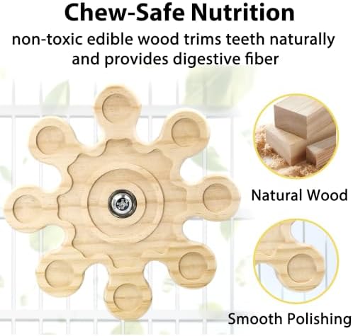 Upgraded Larger & Thicker Rotating Kiln-Dried Wood Chinchilla Toy