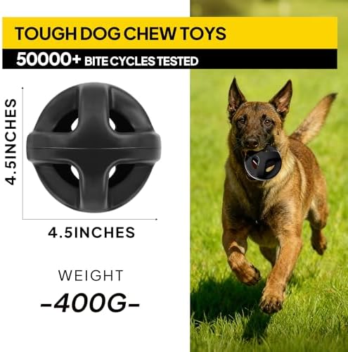 PetiFine Natural Rubber Dog Ball,Large Dog Toys for Aggressive Chewers,4.5"