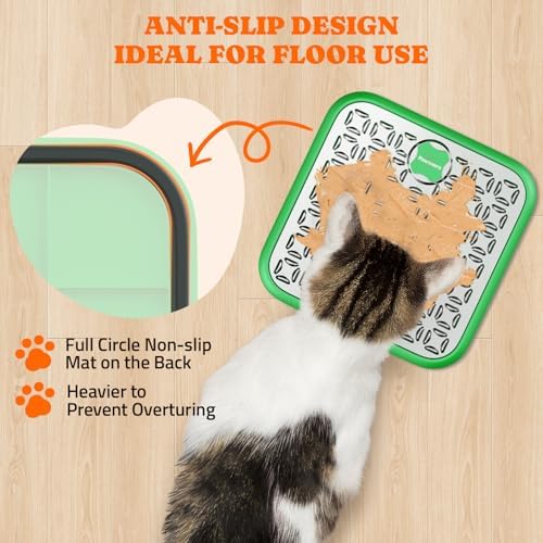 Pawtners Stainless Steel Lick Mat for Dogs & Cats, 1 Pack, Green
