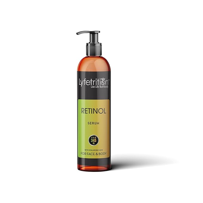 Retinol Acne Serum by Lyfetrition, Infused with Hyaluronic Acid and Vitamin C, Pomegranate & Green Tea,Face toner, Reduce Wrinkles, Pores and Fine Lines, Moisturize & Supple Skin, (12 FL oz)
