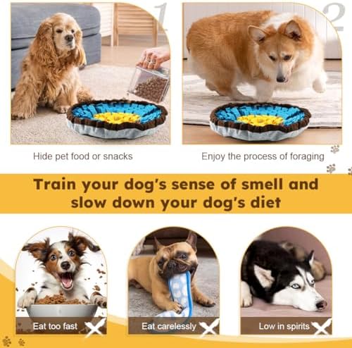 Snuffle Mat for Dogs & Cats, Adjustable Puzzle Toy Slow Feeder