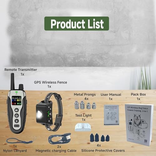 GPS Wireless Dog Fence System & Dog Shock Collar, 2-in-1, No App, Black